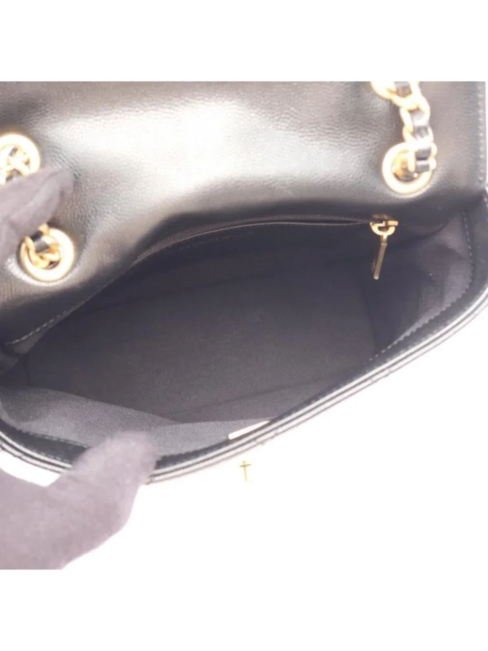 Chanel Backpack Quilted Camellia Black Caviar Leather Chain